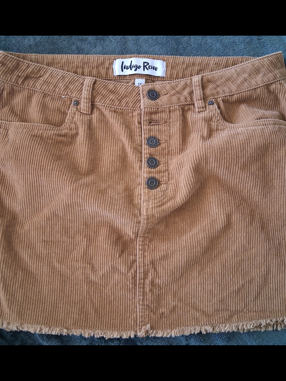 Indigo Rein Women's Tan Corduroy Button-Front Mini Skirt